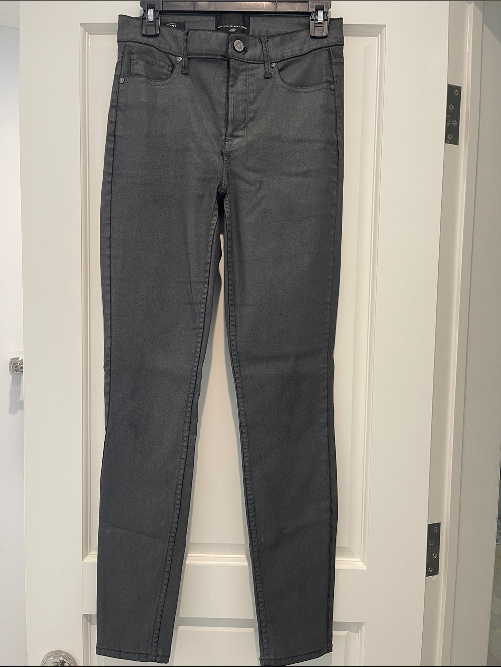 White House Black Market Slim High-Rise Skinny Jeans in Charcoal Grey